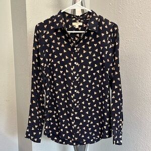 J. Crew French Hen Print Button Down Blouse